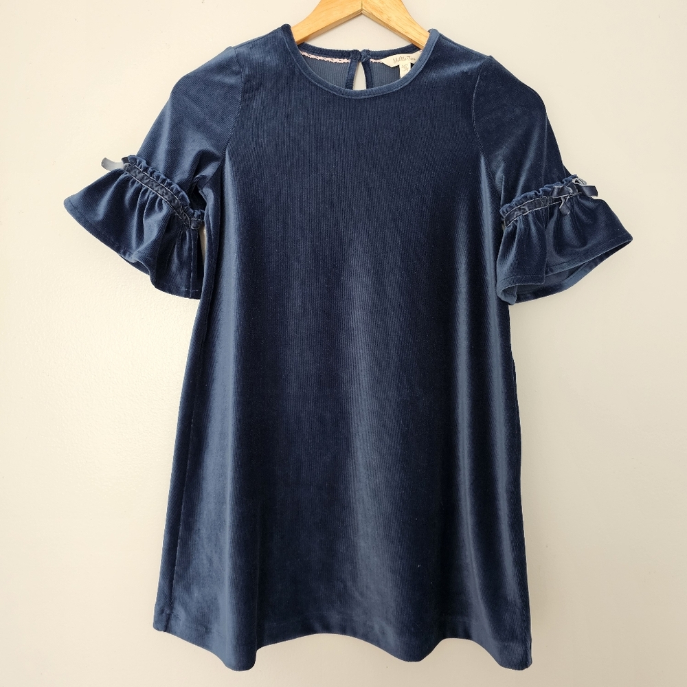 Matilda Jane bell sleeve A line dress ribbed velvet blue girls size 10
